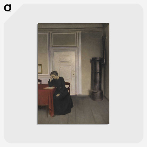 ストランゲーゼの画家の家の一室、画家の妻とともに - ヴィルヘルム ハンマースホイ Postcard.