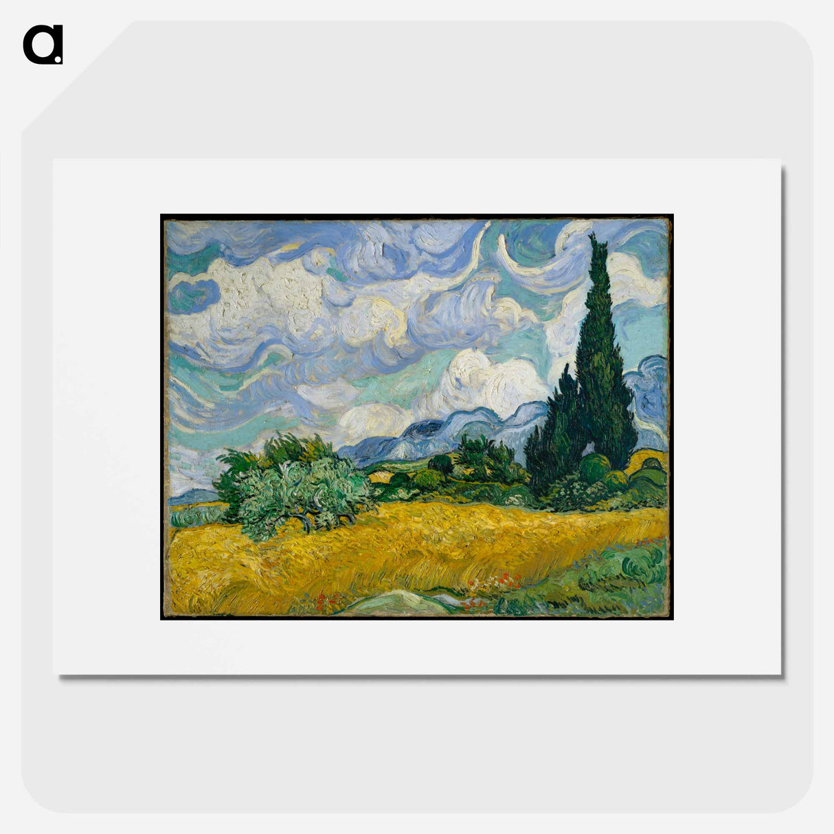 Wheat Field with Cypresses - Vincent van Gogh Poster.