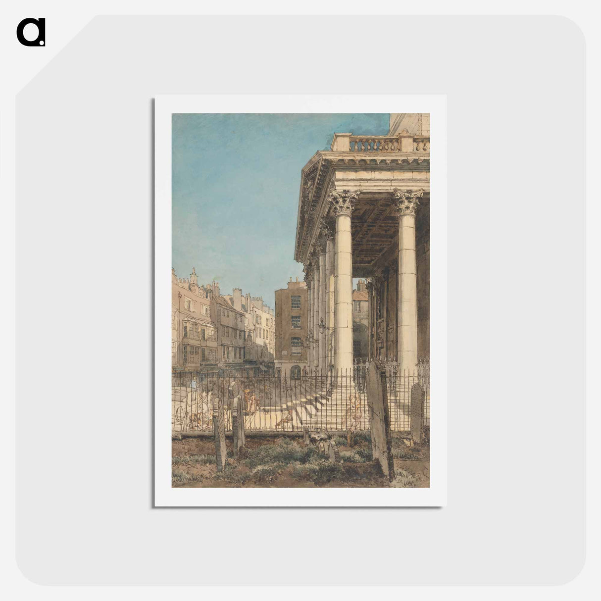 アートポストカード-The Portico of St. Martin-in-the-Fields - ウィリアム ヘンリー ハント Postcard.