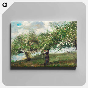 アートパネル-Girl Picking Apple Blossoms - ウィンスロー ホーマー Canvas.