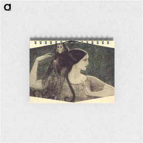 アートメモ帳-Indian woman with monkey on shoulders - ウワディスワフ テオドール ベンダ Memo.