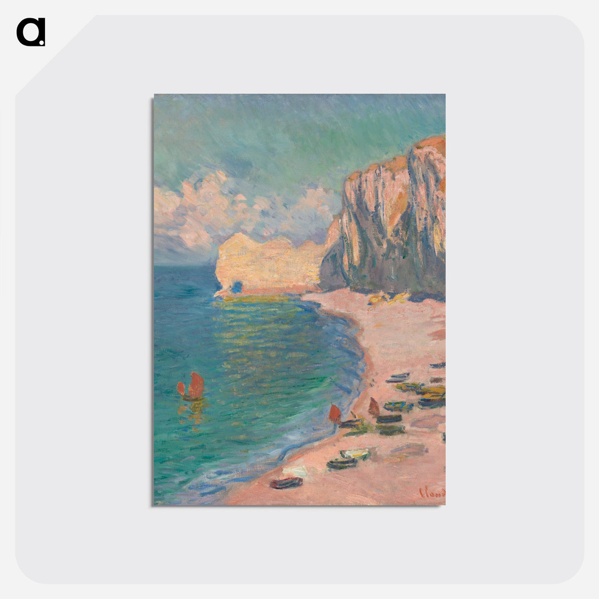 Étretat: The Beach and the Falaise d'Amont - クロード モネ Postcard.