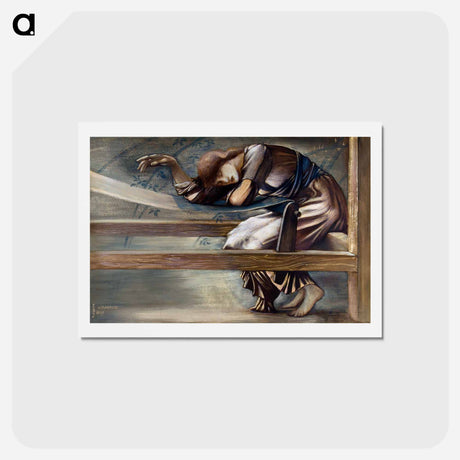 アートポストカード-The Briar Rose Series - Study for 'The Garden Court' - エドワード バーン ジョーンズ Postcard.