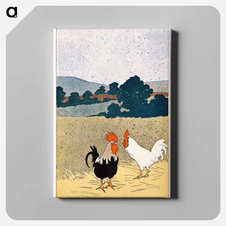 アートパネル-Two roosters in a field - エドワード ペンフィールド Canvas.