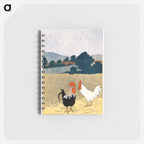 アートメモ帳-Two roosters in a field - エドワード ペンフィールド Memo.