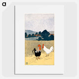 Two roosters in a field - Edward Penfield Poster.