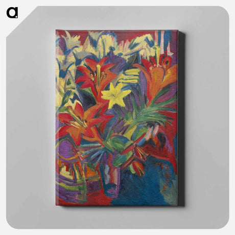 アートパネル-Still Life with Lilies - エルンスト ルートヴィヒ キルヒナー Canvas.