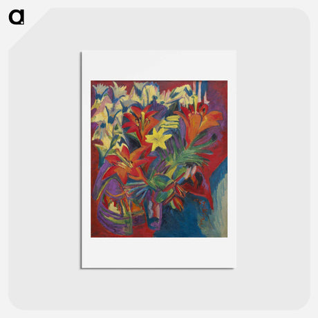 アートポストカード-Still Life with Lilies - エルンスト ルートヴィヒ キルヒナー Postcard.