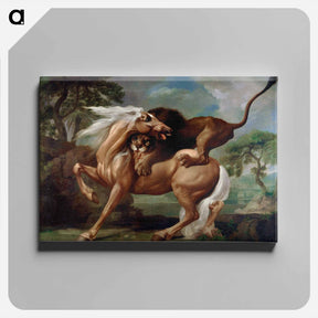 アートパネル-A Lion Attacking a Horse
 - ジョージ スタッブス Canvas.
