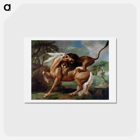 アートポストカード-A Lion Attacking a Horse
 - ジョージ スタッブス Postcard.
