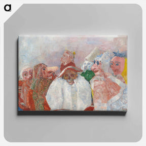 アートパネル-Masks Mocking Death - ジェームズ アンソール Canvas.