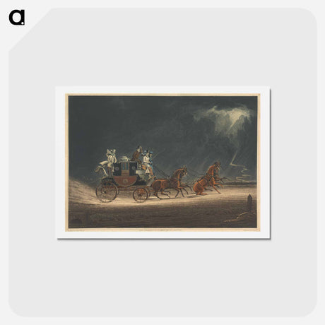 アートポストカード-The Mail Coach in a Thunder Storm on Newmarket Heath
 - ジェームス ヒース Postcard.