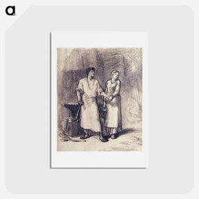 アートポストカード-The Blacksmith and His Bride - ジャン フランソワ ミレー Postcard.