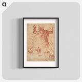 Studies for the Libyan Sibyl (recto); Studies for the Libyan Sibyl and a small Sketch for a Seated Figure (verso) - ミケランジェロ ブオナローティ Poster.