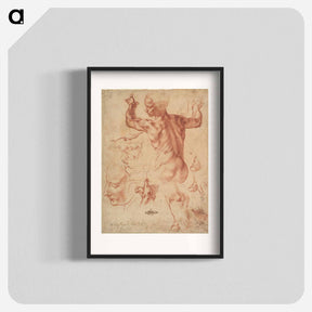 アートポスター-Studies for the Libyan Sibyl (recto); Studies for the Libyan Sibyl and a small Sketch for a Seated Figure (verso) - ミケランジェロ ブオナローティ Poster.