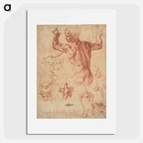 Studies for the Libyan Sibyl (recto); Studies for the Libyan Sibyl and a small Sketch for a Seated Figure (verso) - ミケランジェロ ブオナローティ Poster.