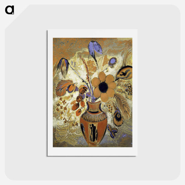 アートポストカード-Etruscan Vase with Flowers - オディロン ルドン Postcard.