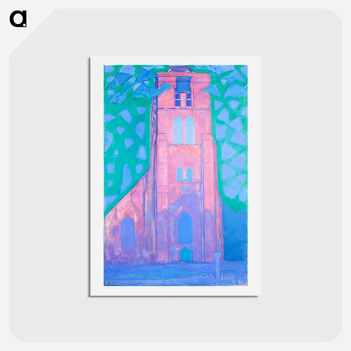 アートポストカード-Church tower at Domburg - ピエト モンドリアン Postcard.
