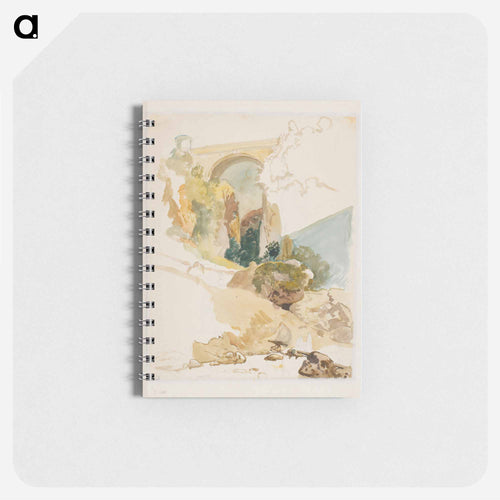 Watercolor study of landscape with a bridge over a ravine - Wilhelm Marstrand Memo.