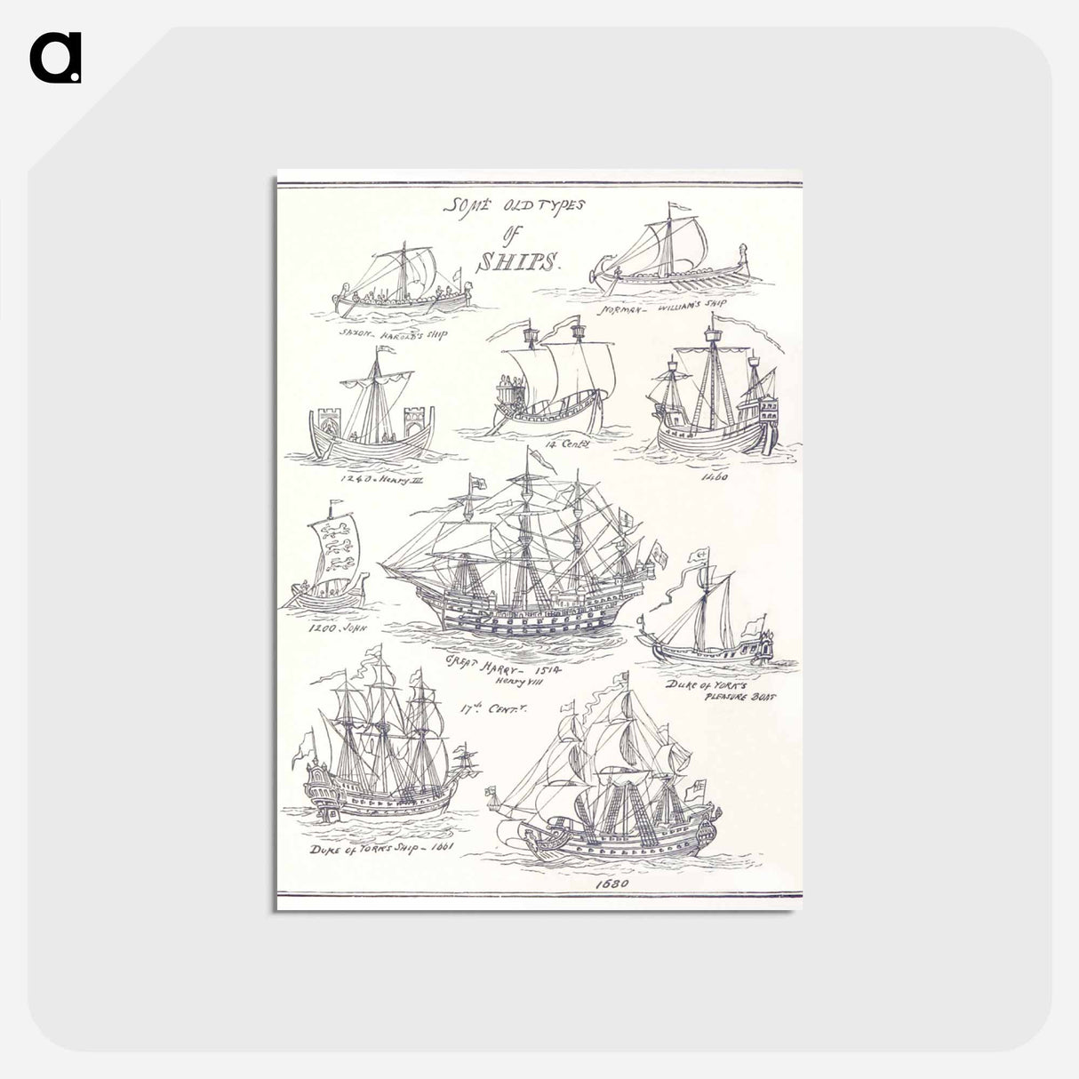 アートポストカード-Sea Pictures - アンティーク地図 Postcard.