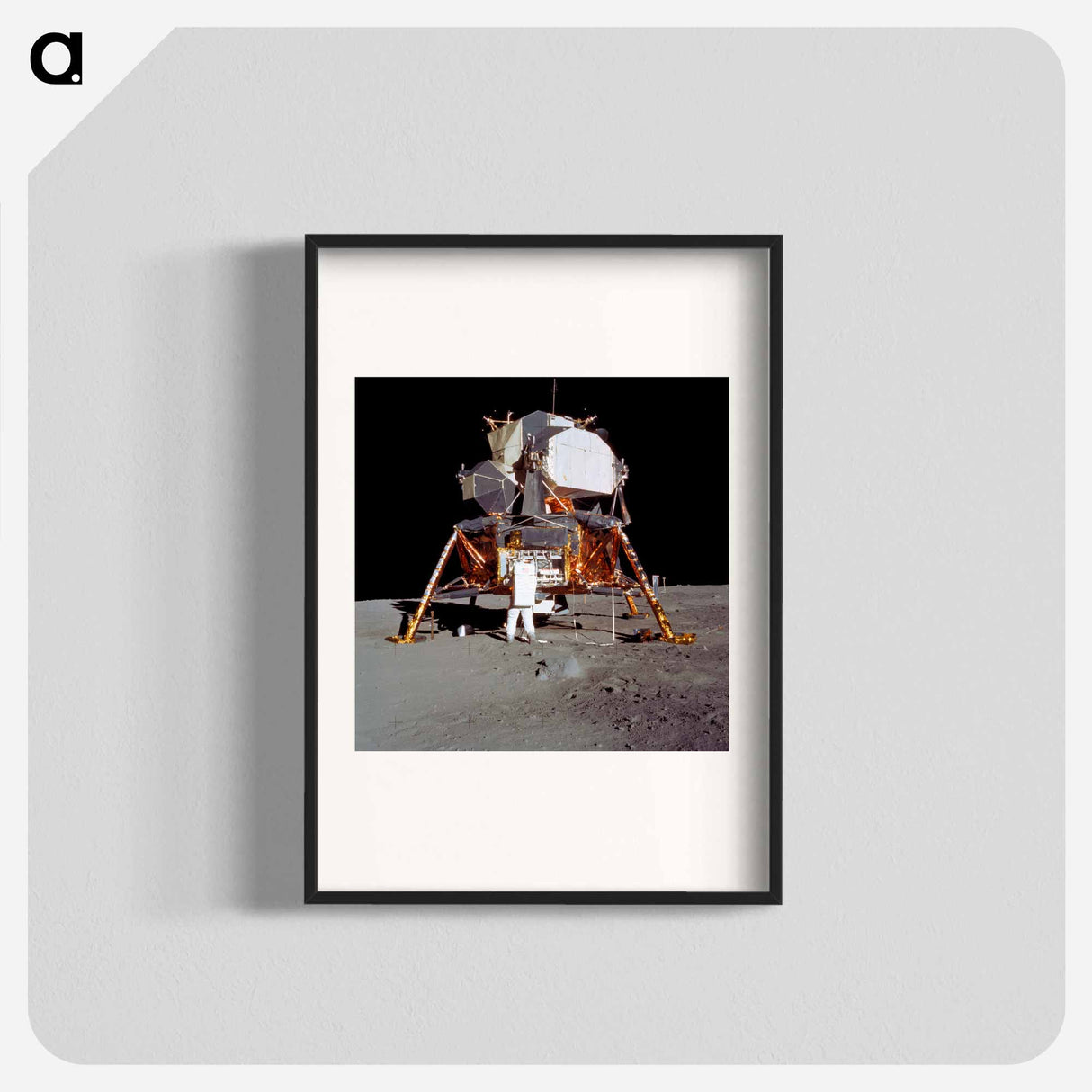 Astronaut Edwin E Aldrin Jr, Lunar Module (LM) pilot descends from the LM - アポロ月面着陸 Poster.