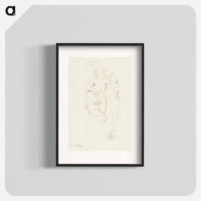 アートポスター-Three naked women, vintage nude illustration - オーギュスト ロダン Poster.