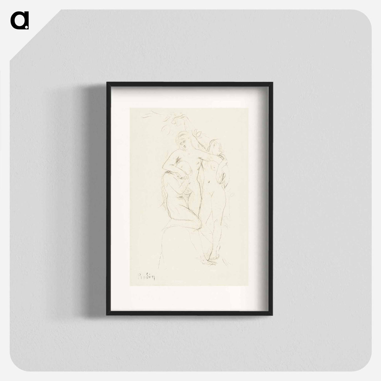 Three naked women, vintage nude illustration - オーギュスト ロダン Poster.