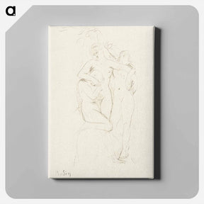 アートパネル-Three naked women, vintage nude illustration - オーギュスト ロダン Canvas.