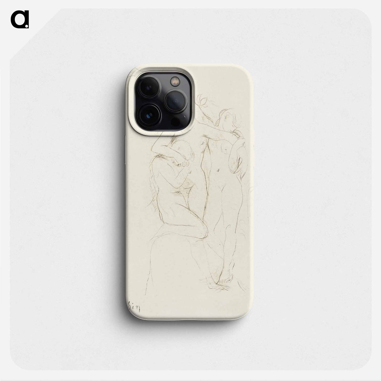 Three naked women, vintage nude illustration - Auguste Rodin Phone Case.