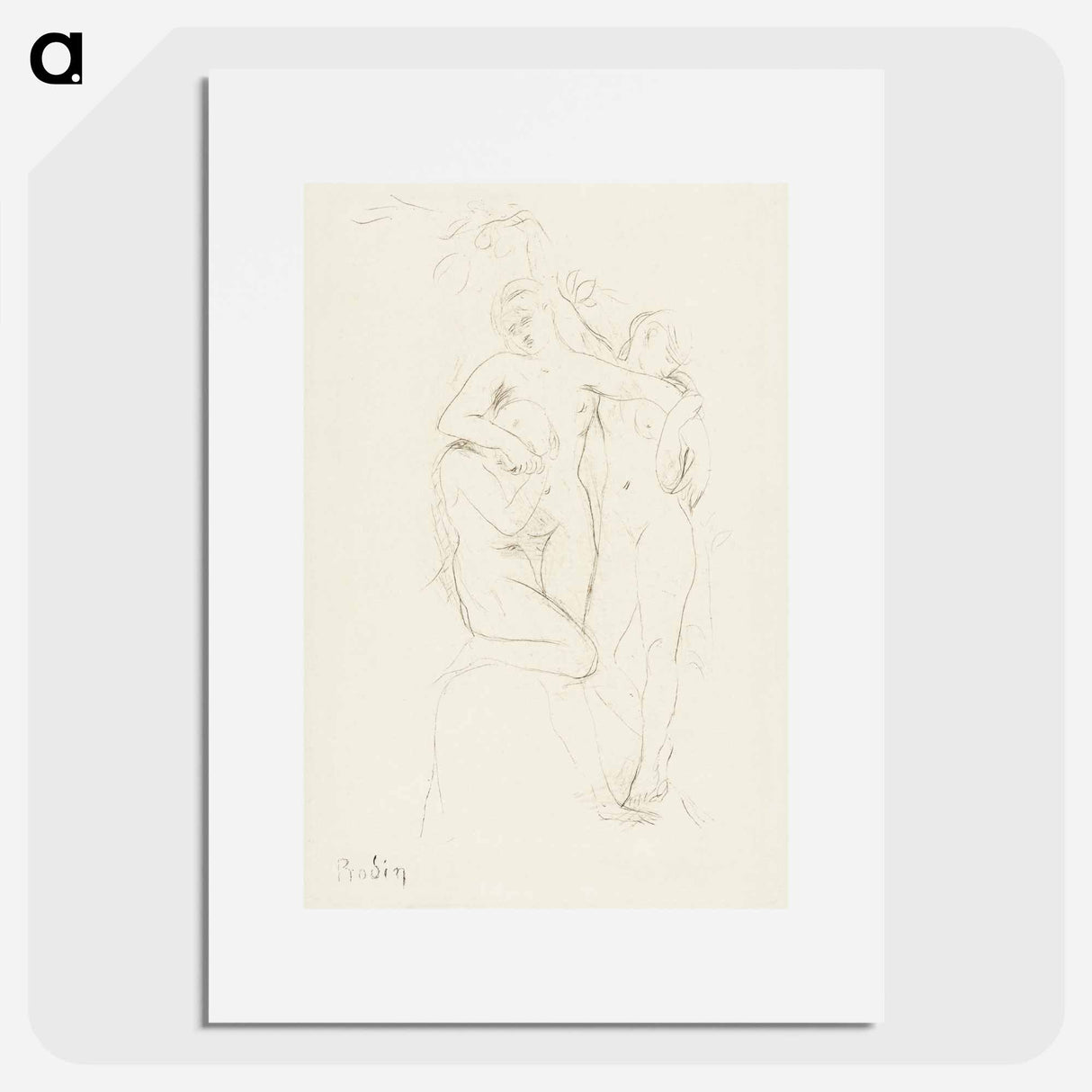 Three naked women, vintage nude illustration - オーギュスト ロダン Poster.