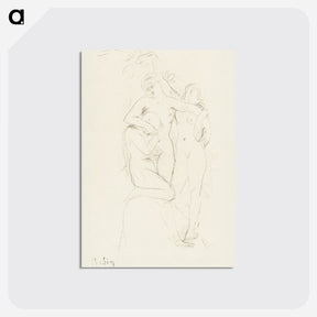アートポストカード-Three naked women, vintage nude illustration - オーギュスト ロダン Postcard.