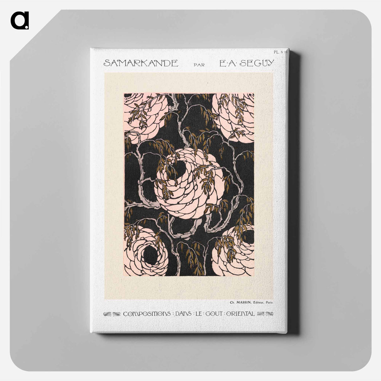 Flower pattern Art Deco stencil print in oriental style - E.A.セギー Canvas.