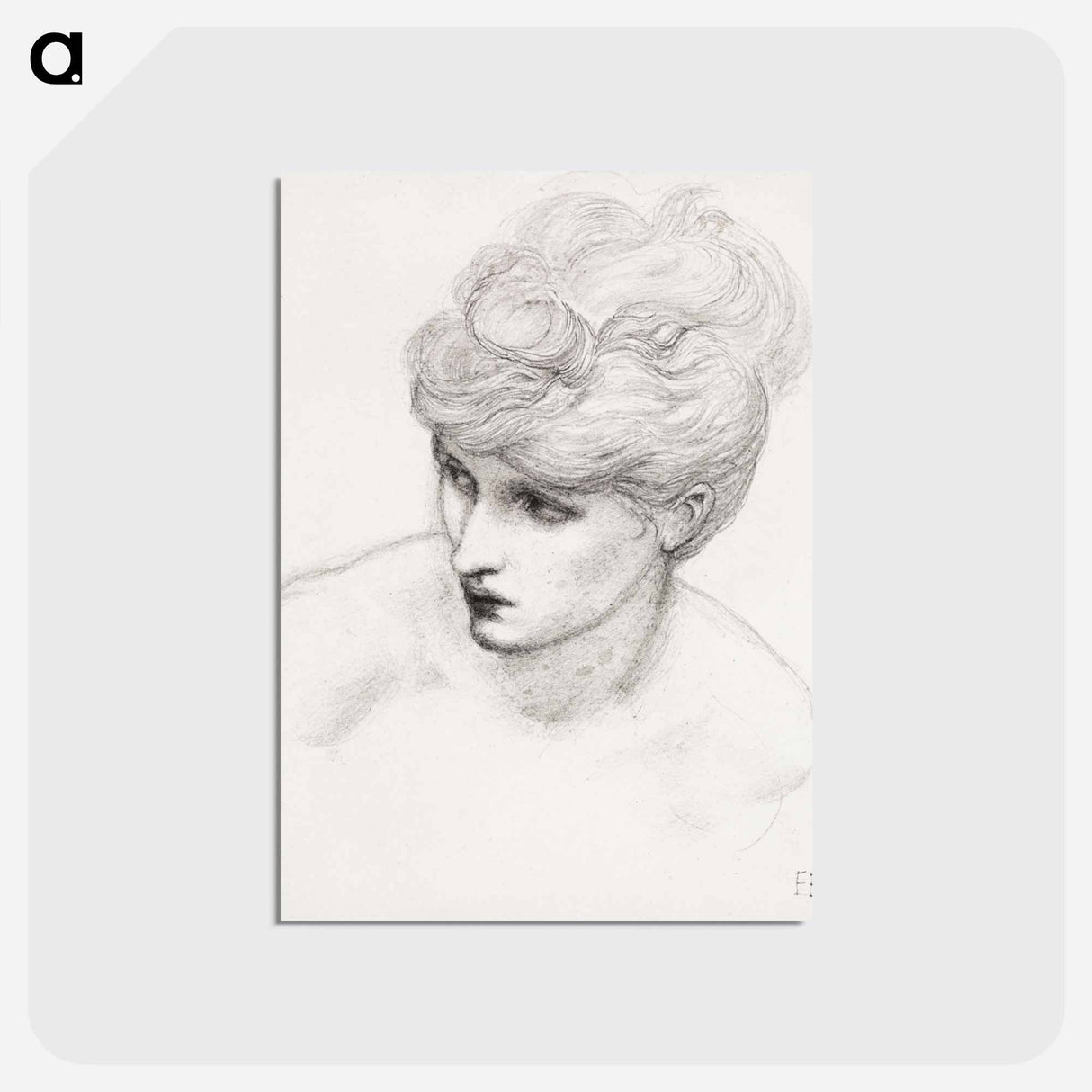 アートポストカード-Car of Love or Love's Wayfaring - Study of Maria Zambaco - エドワード バーン ジョーンズ Postcard.