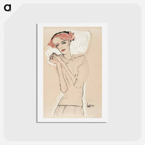 アートポストカード-Portrait of a Woman - エゴン シーレ Postcard.