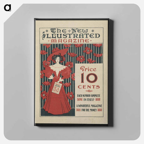 アートパネル-Flowers and a fashionably dressed woman standing and holding copy of the magazine - エセル リード Canvas.