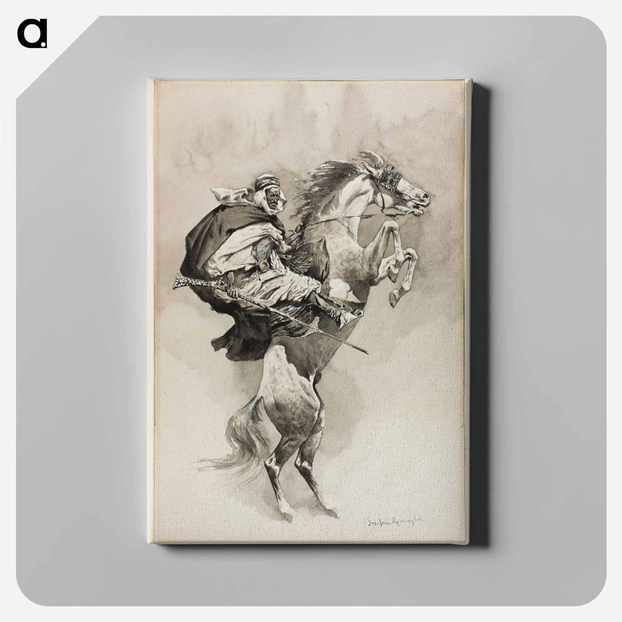 アートパネル-As They Threw Their Animals Back Upon Their Haunches
 - フレデリック レミントン Canvas.