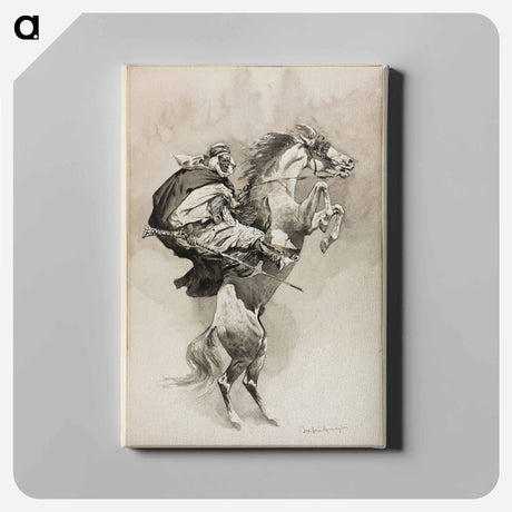 アートパネル-As They Threw Their Animals Back Upon Their Haunches
 - フレデリック レミントン Canvas.