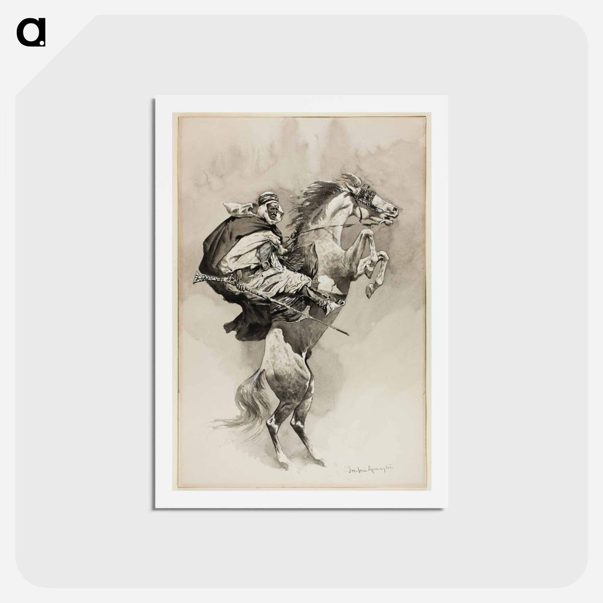 アートポストカード-As They Threw Their Animals Back Upon Their Haunches
 - フレデリック レミントン Postcard.