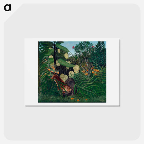 アートポストカード-Fight between a Tiger and a Buffalo - アンリ ルソー Postcard.