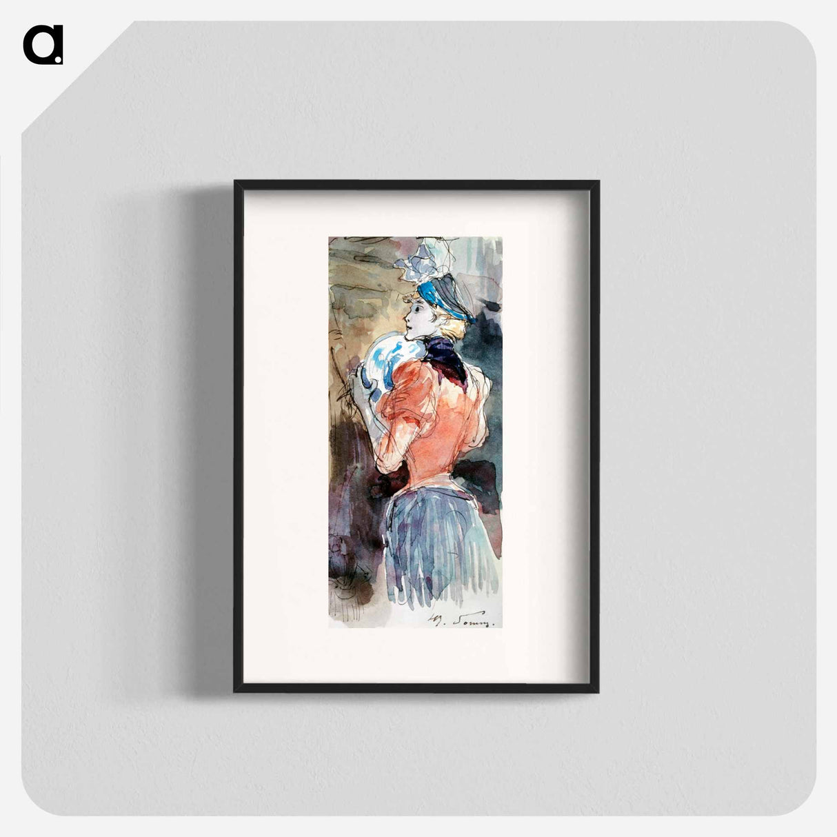 Woman holding a plate - アンリ ソム Poster.