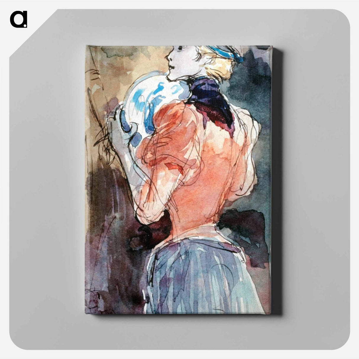Woman holding a plate - アンリ ソム Canvas.
