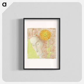 アートポスター-Woman's Head with Red Hair and Chrysanthemum - ヤン・トゥーロップ Poster.