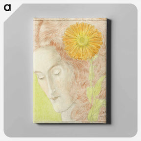 アートパネル-Woman's Head with Red Hair and Chrysanthemum - ヤン・トゥーロップ Canvas.