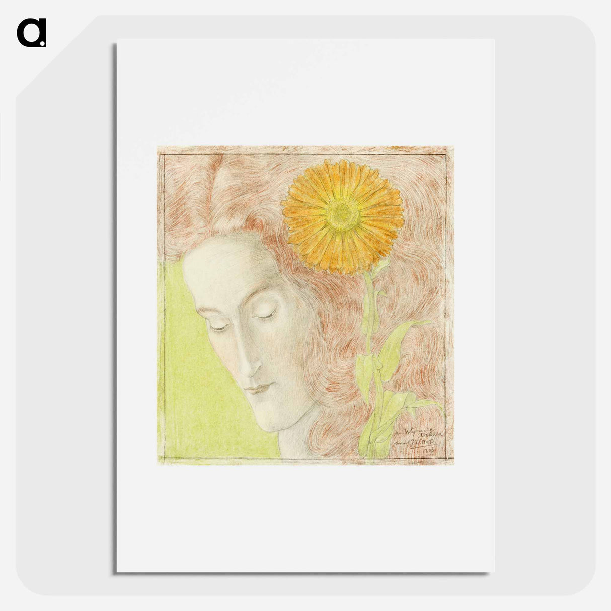 Woman's Head with Red Hair and Chrysanthemum - ヤン・トゥーロップ Poster.