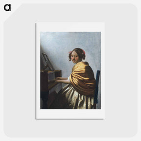 アートポストカード-A young Woman seated at the Virginals - ヨハネス フェルメール Postcard.