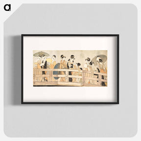 アートポスター-Enjoying the Cool Evening Breeze on and under the Bridge - 喜多川 歌麿 Poster.