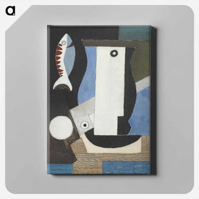 アートパネル-Composition cubiste au portrait, poisson et clair de lune - ルイ マルクーシ Canvas.
