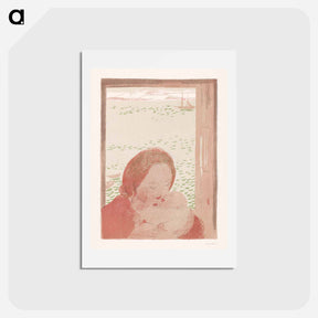 アートポストカード-Mother with baby in front of a window - モーリス ドニ Postcard.
