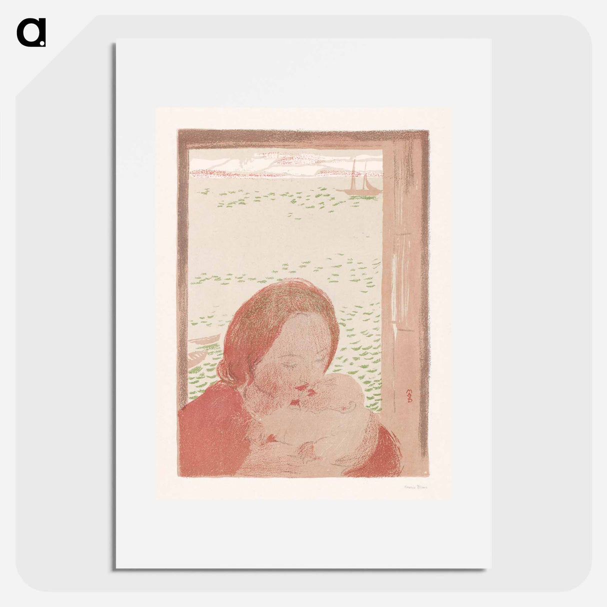 Mother with baby in front of a window - モーリス ドニ Poster.