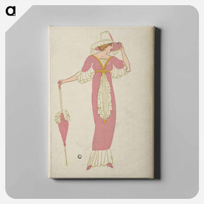 アートパネル-Woman in a pink tubular dress - オットー フリードリヒ カール レンデッケ Canvas.